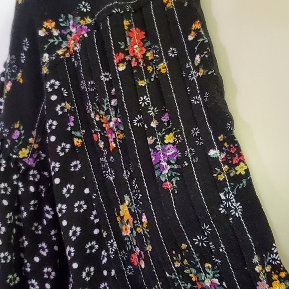 Free People Wonderland Black Multi-Color Floral Long Sleeve Mini Dress - Picture 11 of 16
